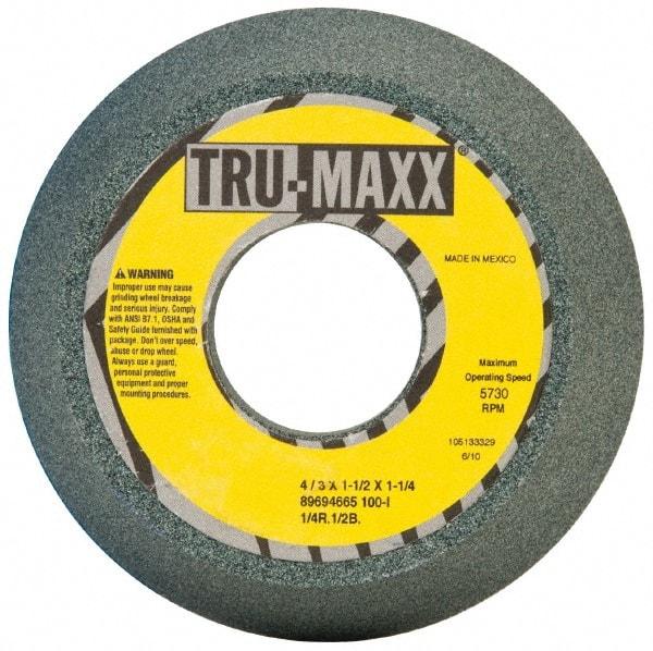 Tru-Maxx - 4" Diam, 1-1/4" Hole Size, 1-1/2" Overall Thickness, 100 Grit, Type 11 Tool & Cutter Grinding Wheel - Fine Grade, Silicon Carbide, I Hardness, 5,730 RPM - Best Tool & Supply