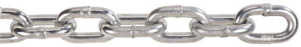 Peerless Chain - 3/16" Welded Proof Coil Chain - 800 Lb Capacity, Grade 30, 250' Long, Carbon Steel, Bright Chrome Finish - Best Tool & Supply