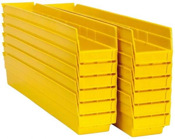 Akro-Mils - 23-5/8" Deep, Yellow Hopper Shelf Bin - 4" High x 4-1/8" Wide x 23-5/8" Long - Best Tool & Supply