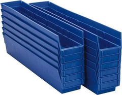 Akro-Mils - 23-5/8" Deep, Blue Hopper Shelf Bin - 4" High x 4-1/8" Wide x 23-5/8" Long - Best Tool & Supply