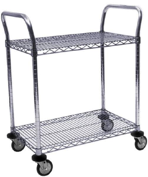 Value Collection - 600 Lb Capacity, 18" Wide x 60" Long x 39" High Wire Cart - 2 Shelf, Steel, Swivel Casters - Best Tool & Supply