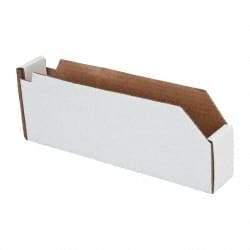 Made in USA - 12" Deep, White Corrugated Cardboard Hopper Shelf Bin - 4" High x 2" Wide x 12" Long - Best Tool & Supply