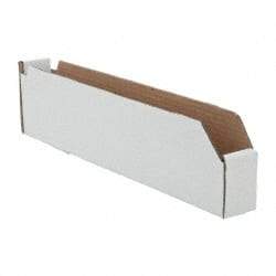 Made in USA - 18" Deep, White Corrugated Cardboard Hopper Shelf Bin - 4" High x 2" Wide x 18" Long - Best Tool & Supply