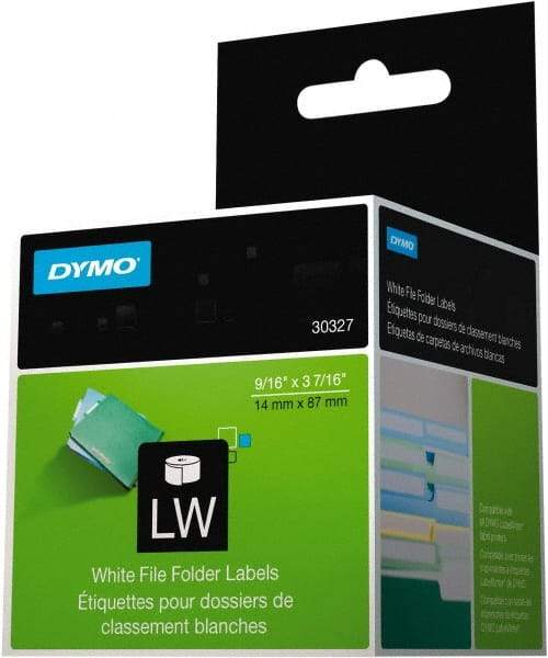 Dymo - 9/16" Wide x 3-7/16" Long, White File Folder Label - For DYMO LabelWriter Printers - Best Tool & Supply