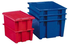 Akro-Mils - 1.2 Cu Ft, 65 Lb Load Capacity Blue Polyethylene Tote Container - Stacking, Nesting, 19-1/2" Long x 15-1/2" Wide x 10" High - Best Tool & Supply