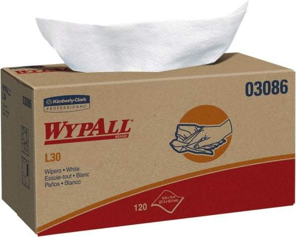 WypAll - L30 Dry General Purpose Wipes - Pop-Up, 10-3/4" x 10" Sheet Size, White - Best Tool & Supply