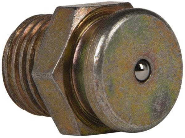 Value Collection - Straight Head Angle, 1/4 NPT Steel Button-Head Grease Fitting - 15.88mm Hex - Best Tool & Supply