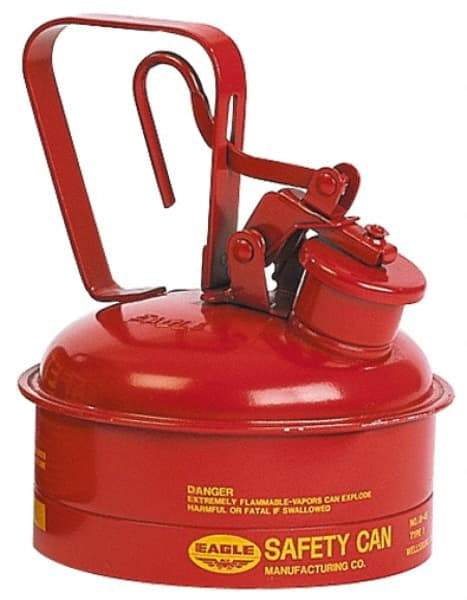 Eagle - 2 Qt Galvanized Steel Type I Safety Can - 8-3/4" High x 6-3/4" Diam, Red with Yellow - Best Tool & Supply