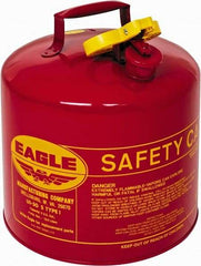 Eagle - 5 Gal Galvanized Steel Type I Safety Can - 13-1/2" High x 12-1/2" Diam, Red with Yellow - Best Tool & Supply