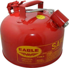 Eagle - 2 Gal Galvanized Steel Type II Safety Can - 9-1/2" High x 11-1/4" Diam, Red with Yellow - Best Tool & Supply