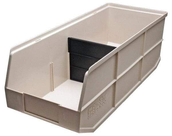 Akro-Mils - 60 Lb. Load Capacity, 20-1/2" Deep, Ivory Polymer Hopper Stacking Bin - 7" High x 8-1/4" Wide x 20-1/2" Long - Best Tool & Supply