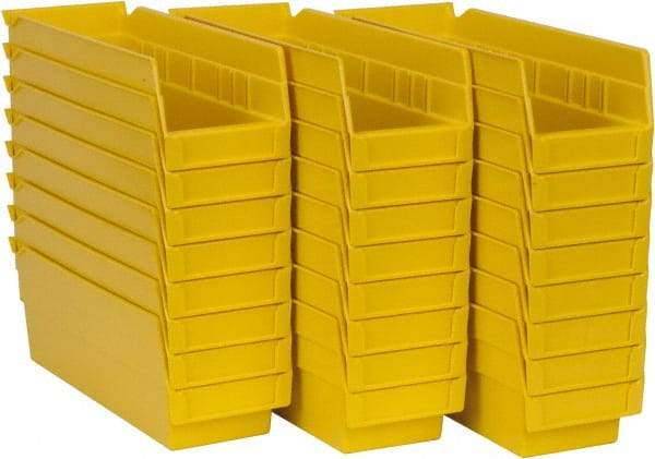 Akro-Mils - 11-5/8" Deep, Yellow Hopper Shelf Bin - 4" High x 4-1/8" Wide x 11-5/8" Long - Best Tool & Supply