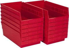 Akro-Mils - 11-5/8" Deep, Red Hopper Shelf Bin - 4" High x 6-5/8" Wide x 11-5/8" Long - Best Tool & Supply