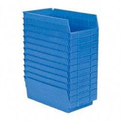 Akro-Mils - 11-5/8" Deep, Blue Hopper Shelf Bin - 4" High x 6-5/8" Wide x 11-5/8" Long - Best Tool & Supply