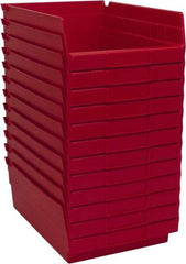 Akro-Mils - 11-5/8" Deep, Red Hopper Shelf Bin - 4" High x 8-3/8" Wide x 11-5/8" Long - Best Tool & Supply