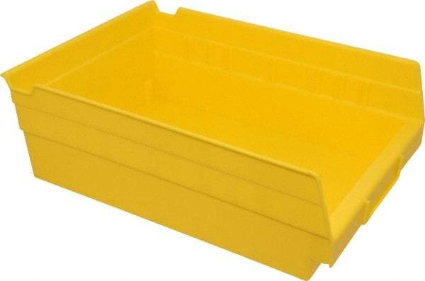 Akro-Mils - 11-5/8" Deep, Yellow Hopper Shelf Bin - 4" High x 8-3/8" Wide x 11-5/8" Long - Best Tool & Supply