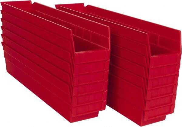 Akro-Mils - 17-7/8" Deep, Red Hopper Shelf Bin - 4" High x 4-1/8" Wide x 17-7/8" Long - Best Tool & Supply