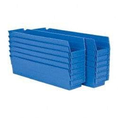 Akro-Mils - 17-7/8" Deep, Blue Hopper Shelf Bin - 4" High x 4-1/8" Wide x 17-7/8" Long - Best Tool & Supply