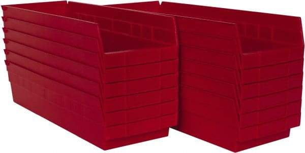 Akro-Mils - 17-7/8" Deep, Red Hopper Shelf Bin - 4" High x 6-5/8" Wide x 17-7/8" Long - Best Tool & Supply