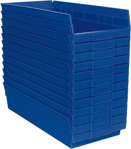 Akro-Mils - 17-7/8" Deep, Blue Hopper Shelf Bin - 4" High x 8-3/8" Wide x 17-7/8" Long - Best Tool & Supply