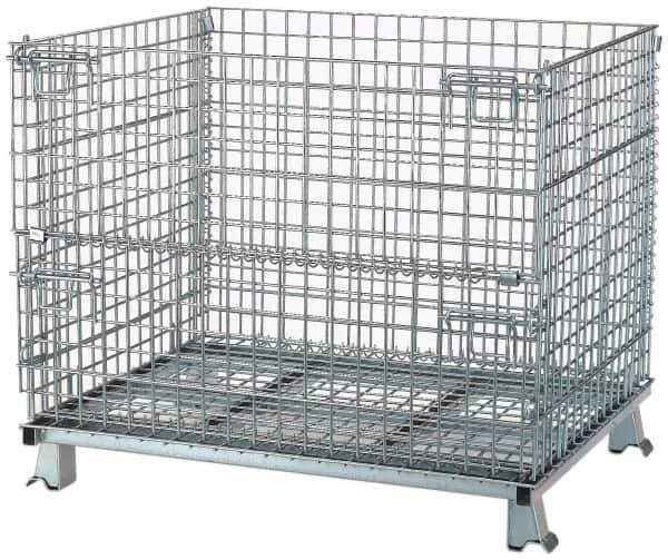 Nashville Wire - 40" Long x 32" Wide x 34-1/2" High Steel Basket-Style Bulk Folding Wire Stackable Container - 4,000 Lb. Load Capacity - Best Tool & Supply