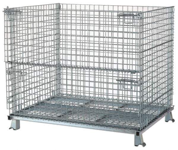 Nashville Wire - 48" Long x 40" Wide x 36" High Steel Basket-Style Bulk Folding Wire Stackable Container - 4,000 Lb. Load Capacity - Best Tool & Supply