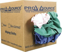 PRO-SOURCE - Reclaimed Poly/Cotton T-Shirt Rags - Assorted Colors, Poly/Cotton, Low Lint, 5 Lbs. at 4 to 6 per Pound, Box - Best Tool & Supply