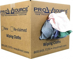 PRO-SOURCE - Reclaimed Poly/Cotton T-Shirt Rags - Assorted Colors, Poly/Cotton, Low Lint, 10 Lbs. at 4 to 6 per Pound, Box - Best Tool & Supply