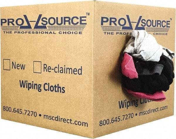 PRO-SOURCE - Reclaimed Cotton T-Shirt Rags - Assorted Colors, Polo, Low Lint, 10 Lbs. at 3 to 4 per Pound, Box - Best Tool & Supply