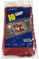 PRO-SOURCE - 14 Inch Long x 15 Inch Wide Virgin Cotton Shop Towel - Red, Ling Free, 10 Sheets per Pack, Bag - Best Tool & Supply