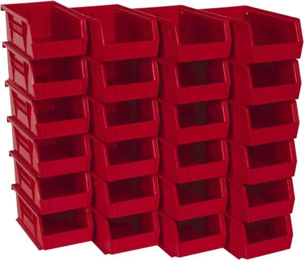 Akro-Mils - 10 Lb. Load Capacity, 7-3/8" Deep, Red Polymer Hopper Stacking Bin - 3" High x 4-1/8" Wide x 7-3/8" Long - Best Tool & Supply