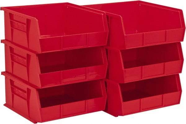 Akro-Mils - 50 Lb. Load Capacity, 10-7/8" Deep, Red Polymer Hopper Stacking Bin - 5" High x 11" Wide x 10-7/8" Long - Best Tool & Supply