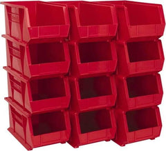 Akro-Mils - 60 Lb. Load Capacity, 14-3/4" Deep, Red Polymer Hopper Stacking Bin - 7" High x 8-1/4" Wide x 14-3/4" Long - Best Tool & Supply