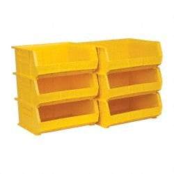 Akro-Mils - 75 Lb. Load Capacity, 14-3/4" Deep, Yellow Polymer Hopper Stacking Bin - 7" High x 16-1/2" Wide x 14-3/4" Long - Best Tool & Supply