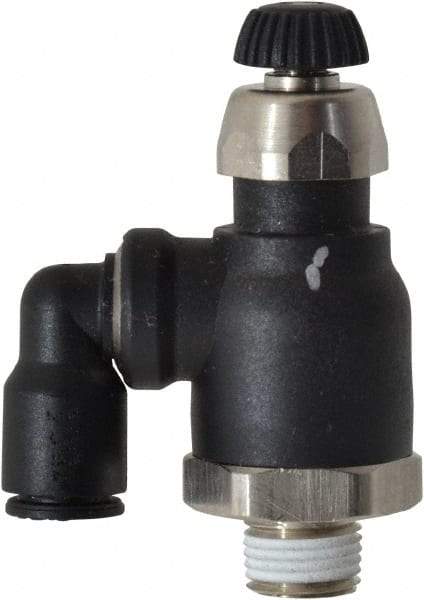 Legris - 1/4" Tube OD x 1/8" Male NPT Compact Swivel Outlet Flow Control Regulator - 0 to 145 psi & Nylon Material - Best Tool & Supply