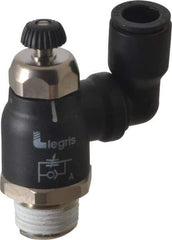 Legris - 3/8" Tube OD x 3/8" Male NPT Compact Swivel Outlet Flow Control Regulator - 0 to 145 psi & Nylon Material - Best Tool & Supply