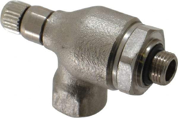 Legris - 6mm Tube OD x 1/8" BSPP Metal Flow Control Regulator - 0 to 145 psi, Buna Nitrile O-Ring & Treated Brass Material - Best Tool & Supply