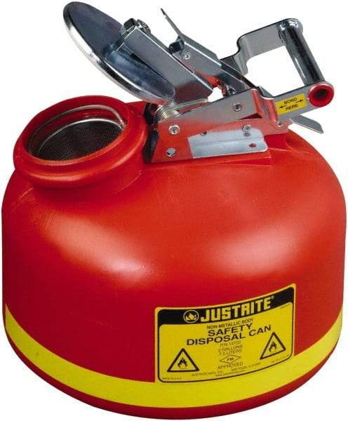 Justrite - Safety Disposal Cans Capacity (Gal.): 2.00 Material: Polyethylene - Best Tool & Supply