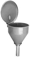 Justrite - 10" High x 10-3/4" Diam, Galvanized Steel, Self Closing Drum Funnel with Flame Arrester - 32" Arrester/Tube Length, 30 to 50 Gal Drum/Pail Capacity - Best Tool & Supply