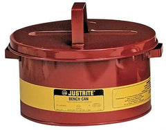 Justrite - 1 Gallon Capacity, Coated Steel, Red Bench Can - 4-1/2 Inch High x 9-3/8 Inch Diameter, 7-1/2 Inch Dasher Diameter - Best Tool & Supply