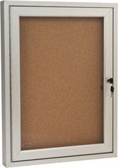 Ghent - 18" Wide x 24" High Enclosed Cork Bulletin Board - Tan - Best Tool & Supply