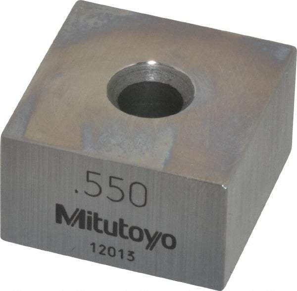 Mitutoyo - 0.55" Square Steel Gage Block - Accuracy Grade 0, Includes Certificate of Inspection - Best Tool & Supply