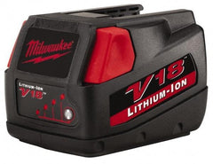 Milwaukee Tool - 18 Volt Lithium-Ion Power Tool Battery - 3 Ahr Capacity, 1 hr Charge Time, Series V18 - Best Tool & Supply