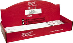 Milwaukee Tool - 12" Long x 3/4" Thick, Bi-Metal Reciprocating Saw Blade - Straight Profile, 18 TPI, Toothed Edge, Universal Shank - Best Tool & Supply