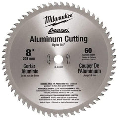 Milwaukee Tool - 8" Diam, 5/8" Arbor Hole Diam, 60 Tooth Wet & Dry Cut Saw Blade - Carbide-Tipped, Burr-Free & Smooth Action, Standard Round Arbor - Best Tool & Supply