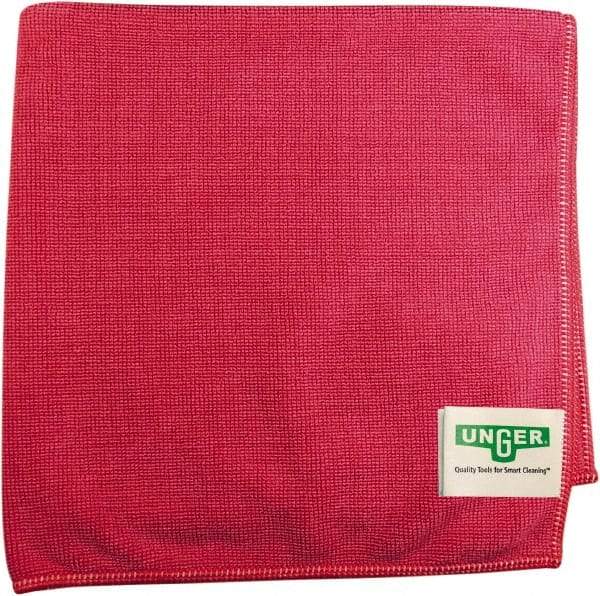 Unger - Flat Fold Microfiber Wipes - 16" x 15" Sheet Size, Red - Best Tool & Supply