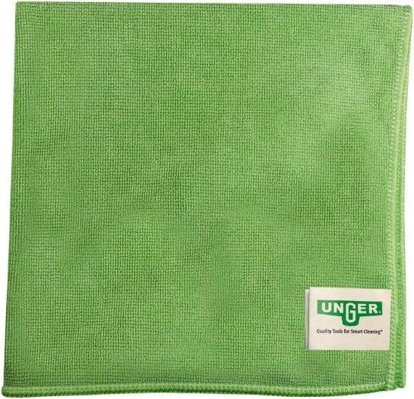 Unger - Flat Fold Microfiber Wipes - 16" x 15" Sheet Size, Green - Best Tool & Supply