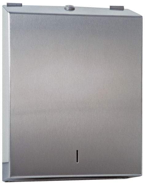 Made in USA - Manual, Stainless Steel Paper Towel Dispenser - 14-1/2" High x 11" Wide x 4" Deep, 2 Sleeves, Silver - Best Tool & Supply