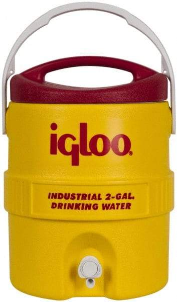 Igloo - 2 Gal Beverage Cooler - Plastic, Yellow/Red - Best Tool & Supply