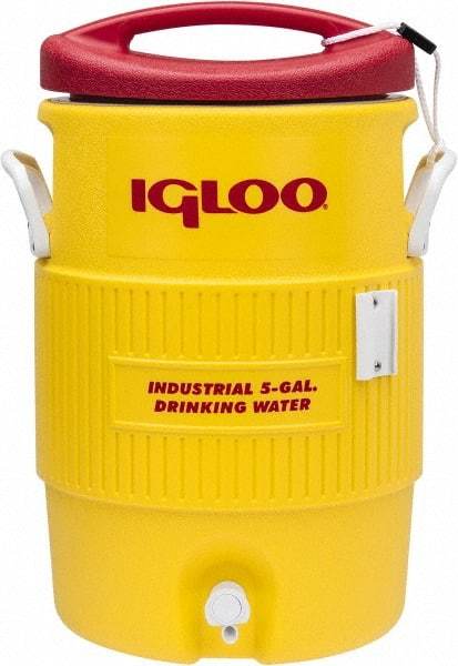 Igloo - 5 Gal Beverage Cooler - Plastic, Yellow/Red - Best Tool & Supply